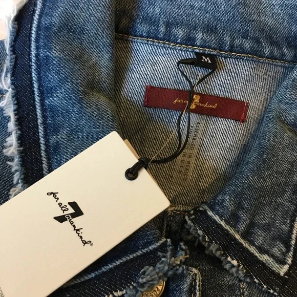 7 For All Mankind Raw Edge Collar Denim Jacket NWT - Picture 7 of 8